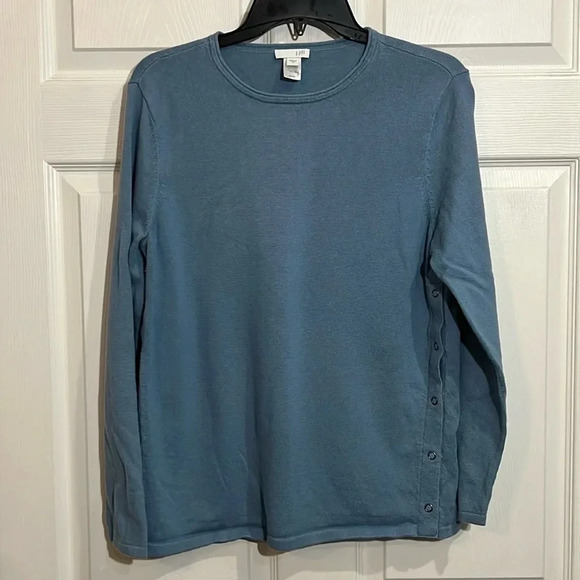 J. Jill ribbed snap side knit shirt woman's size medium - French blue - Picture 1 of 5